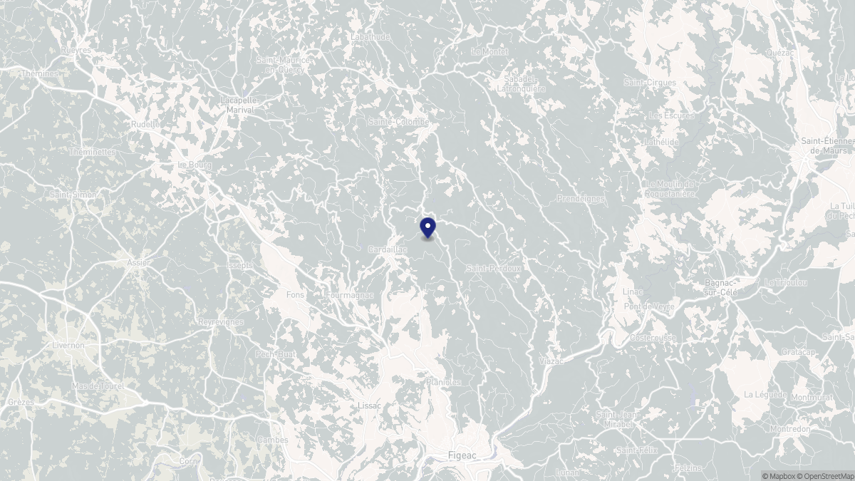 Aperçu cartographique de Cardaillac, centré sur la commune