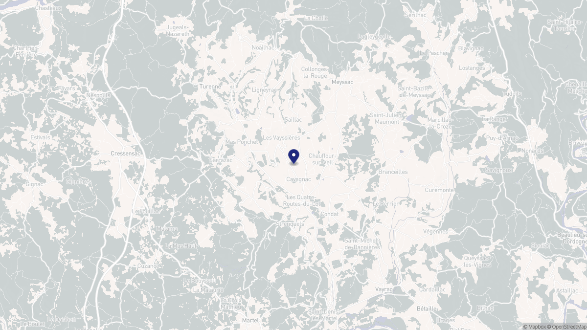 Aperçu cartographique de Cavagnac, centré sur la commune