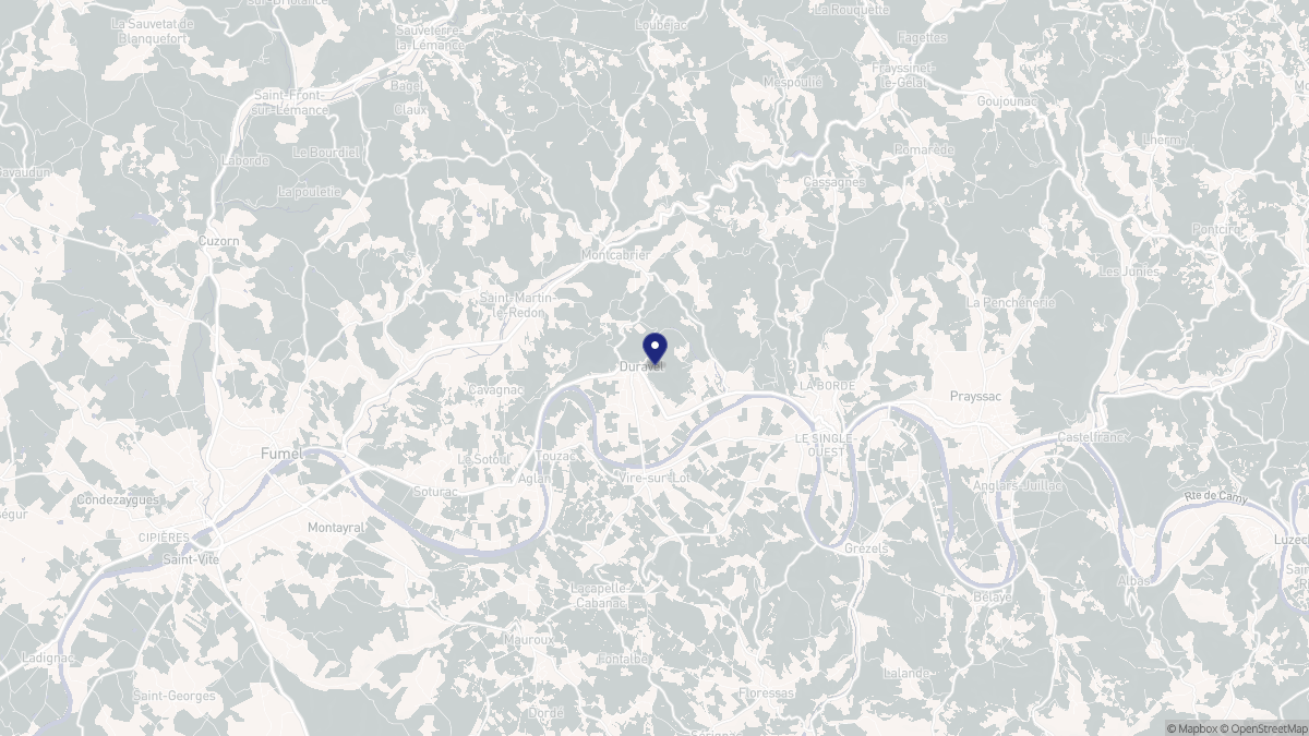 Aperçu cartographique de Duravel, centré sur la commune