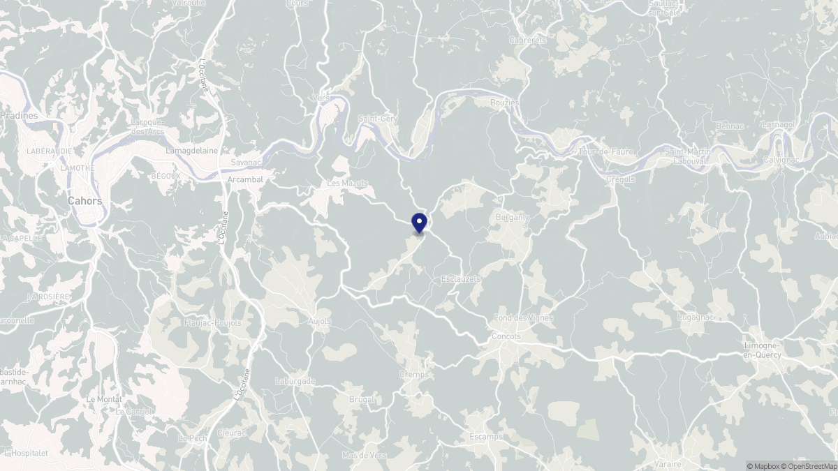Aperçu cartographique de Esclauzels, centré sur la commune