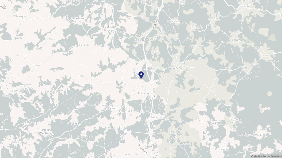 Aperçu cartographique de Fontanes, centré sur la commune