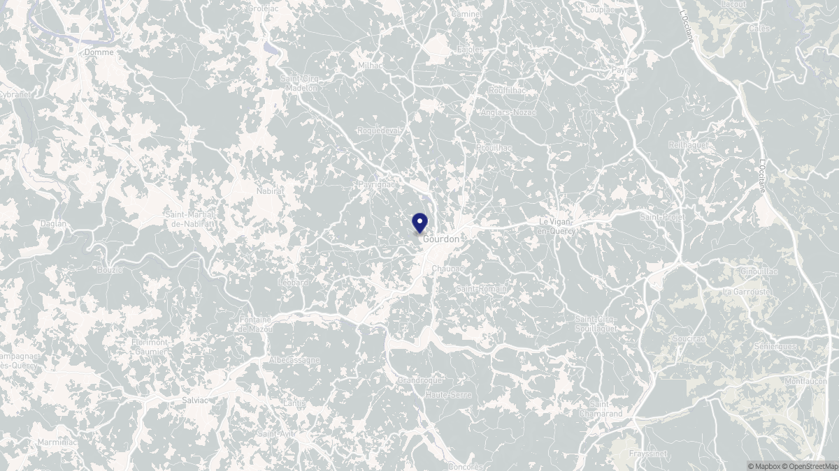 Aperçu cartographique de Gourdon, centré sur la commune