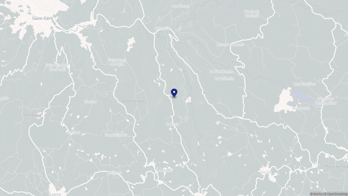 Aperçu cartographique de Ladirat, centré sur la commune