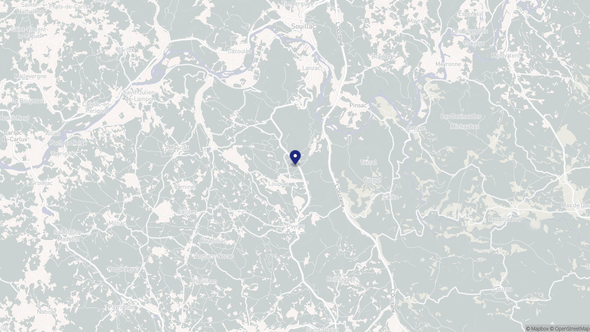 Aperçu cartographique de Loupiac, centré sur la commune