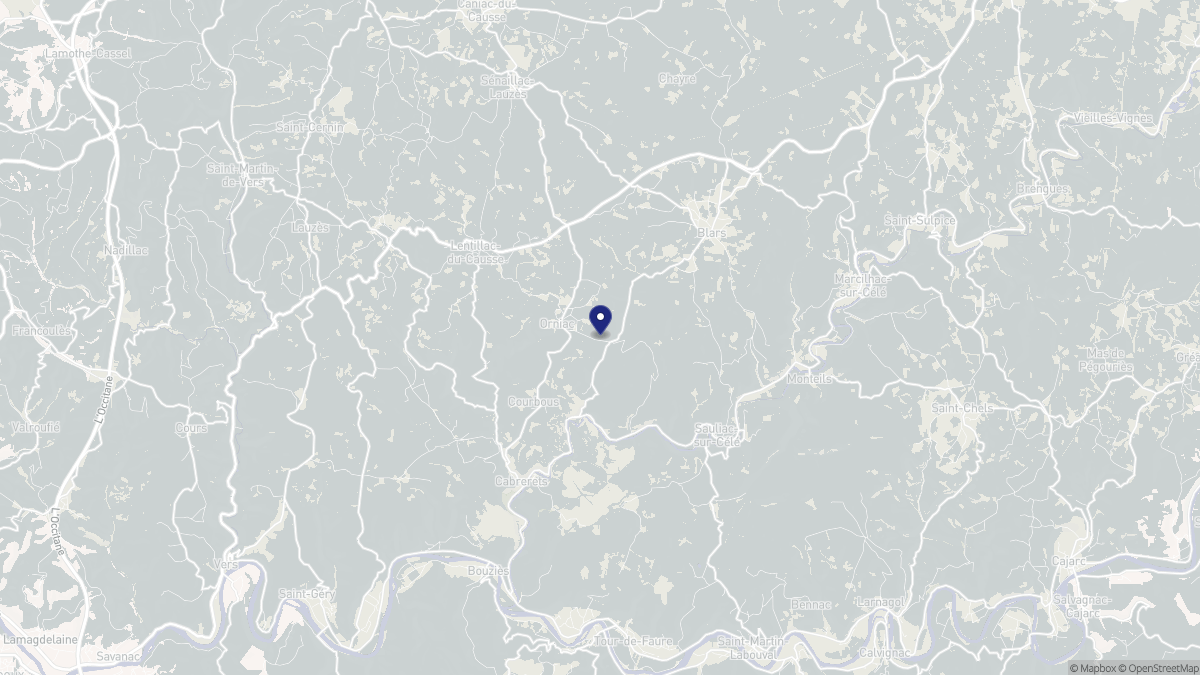 Aperçu cartographique de Orniac, centré sur la commune