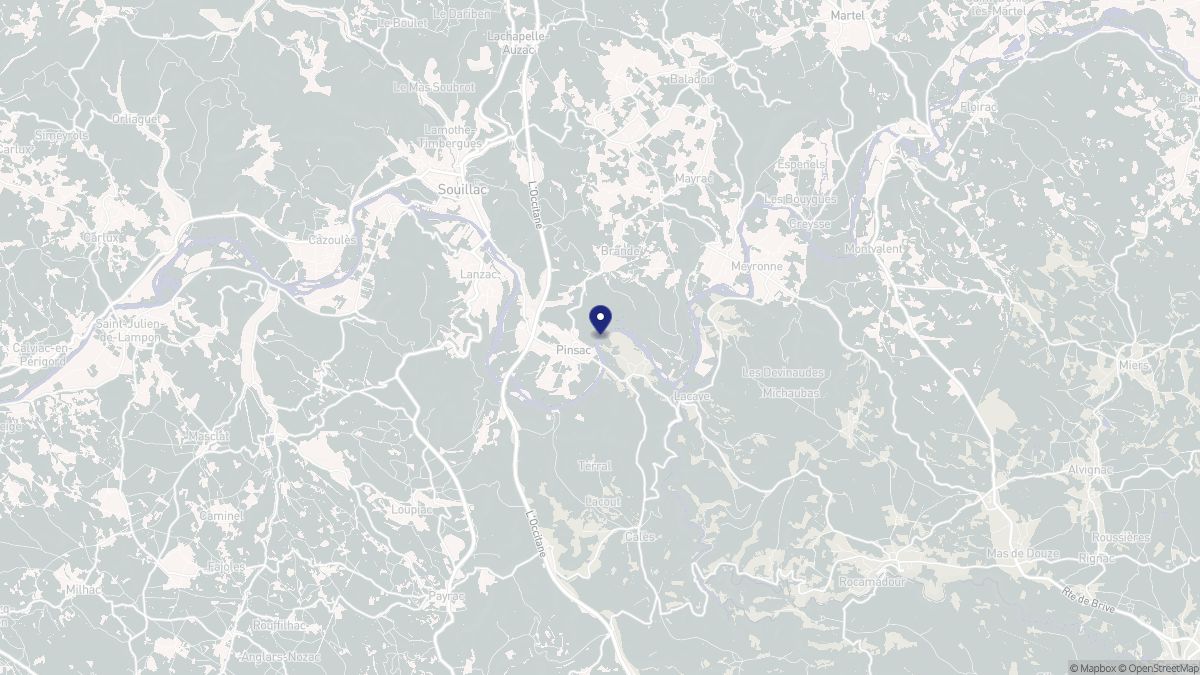 Aperçu cartographique de Pinsac, centré sur la commune