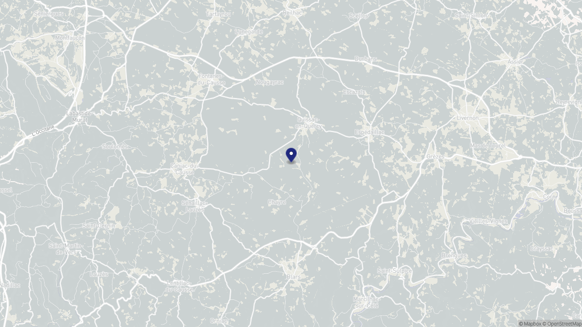 Aperçu cartographique de Quissac-en-Quercy, centré sur la commune