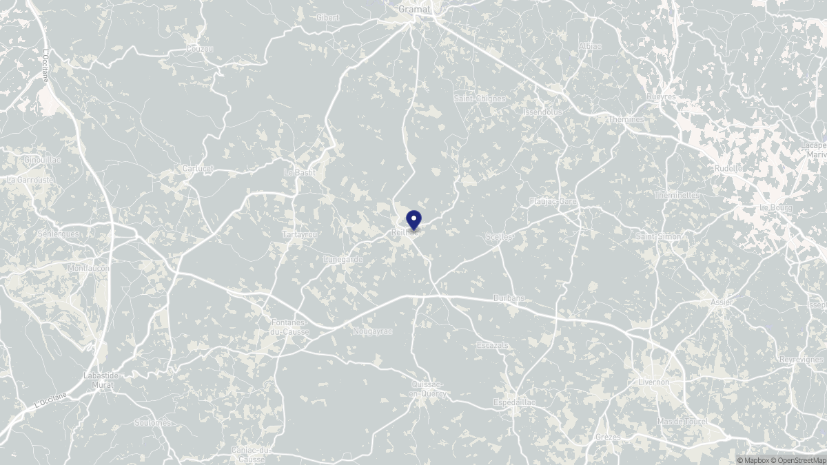 Aperçu cartographique de Reilhac, centré sur la commune