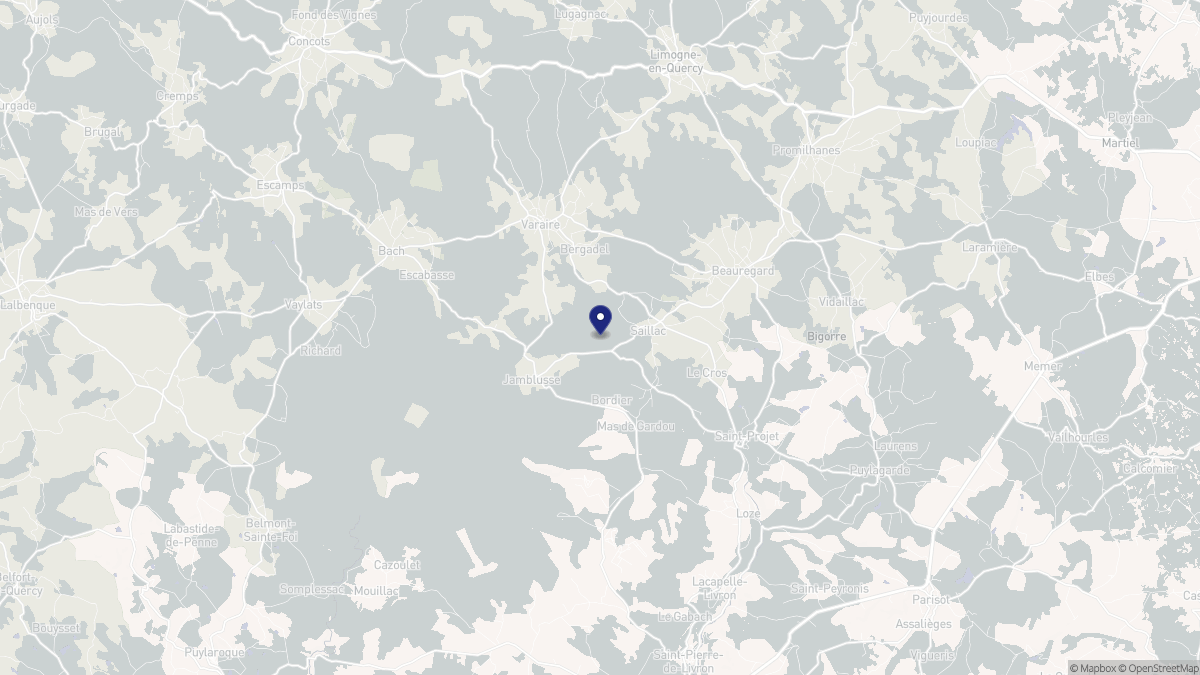 Aperçu cartographique de Saillac, centré sur la commune