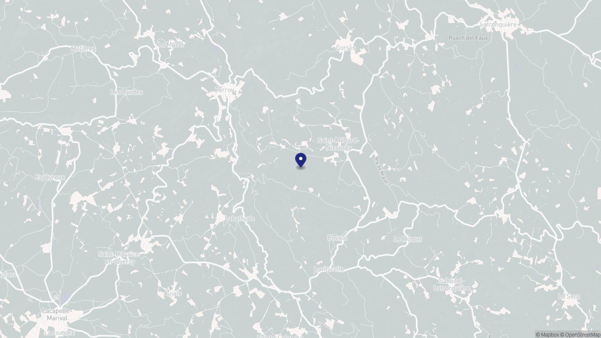 Aperçu cartographique de Saint-Médard-Nicourby, centré sur la commune