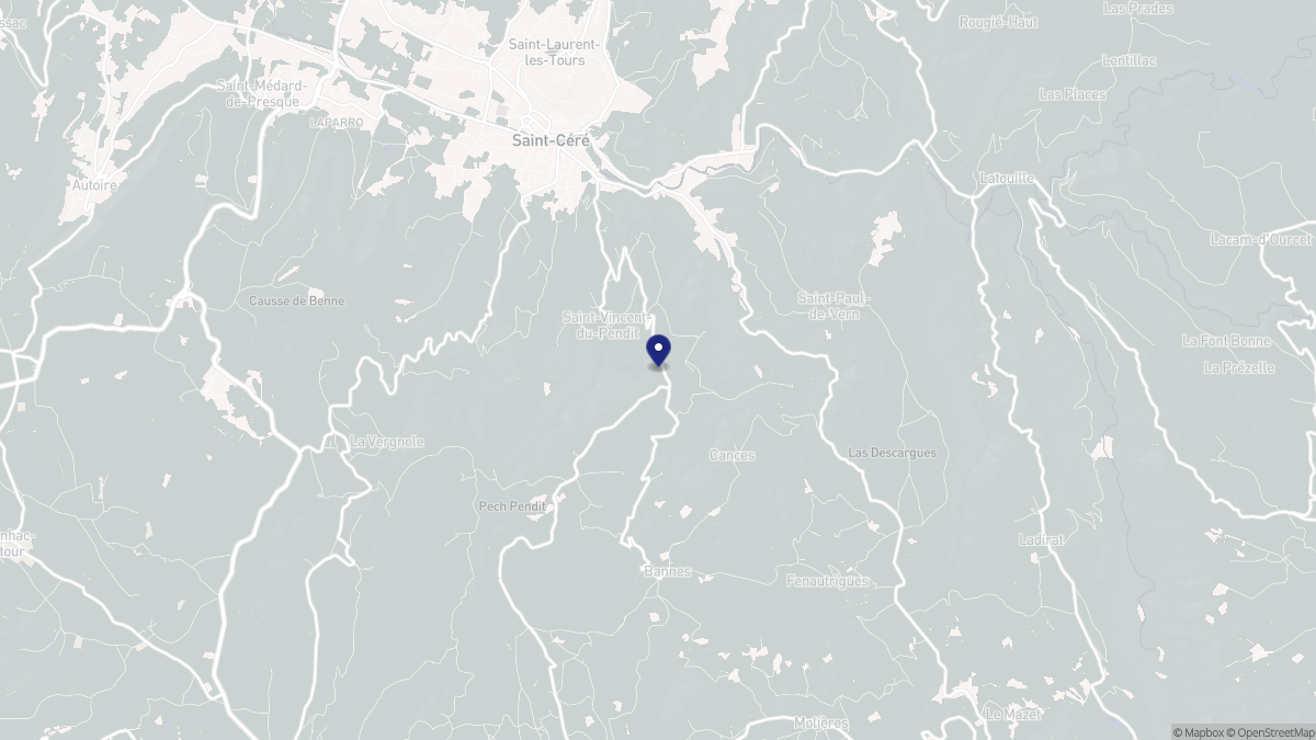 Aperçu cartographique de Saint-Vincent-du-Pendit, centré sur la commune