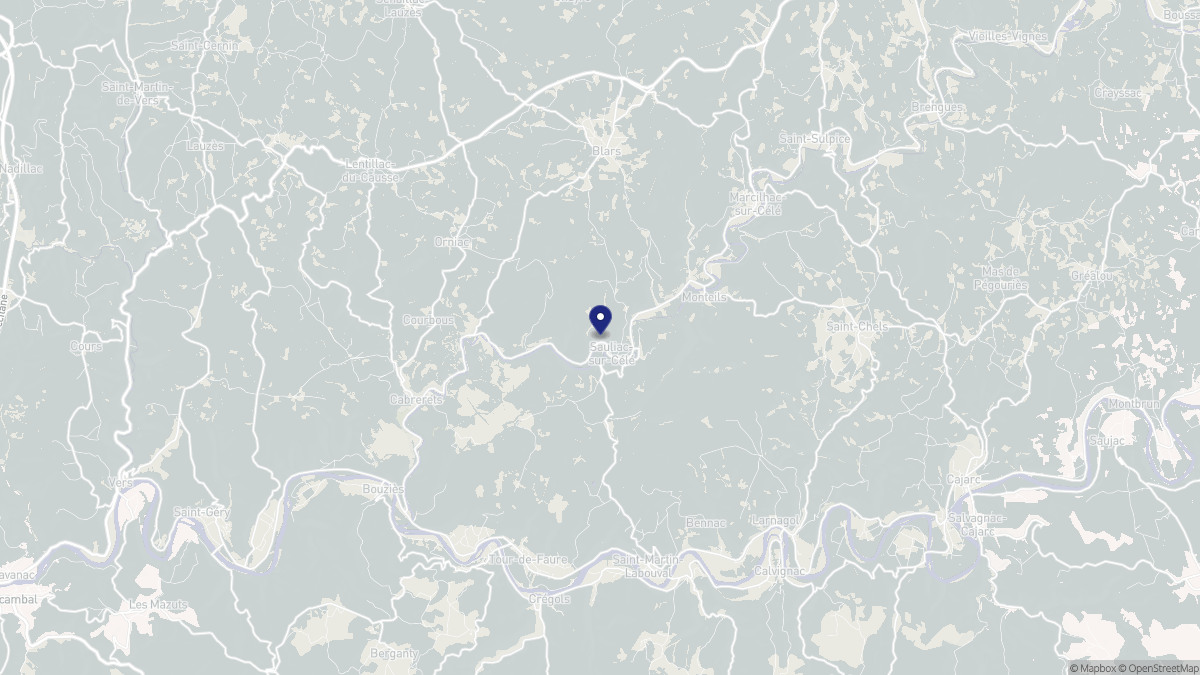 Aperçu cartographique de Sauliac-sur-Célé, centré sur la commune