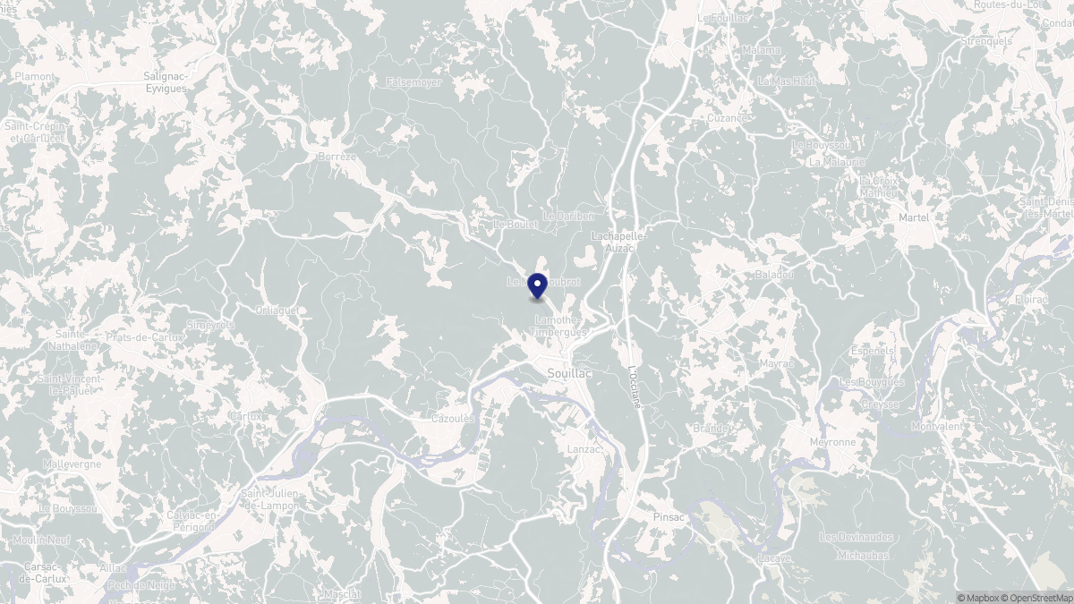 Aperçu cartographique de Souillac, centré sur la commune