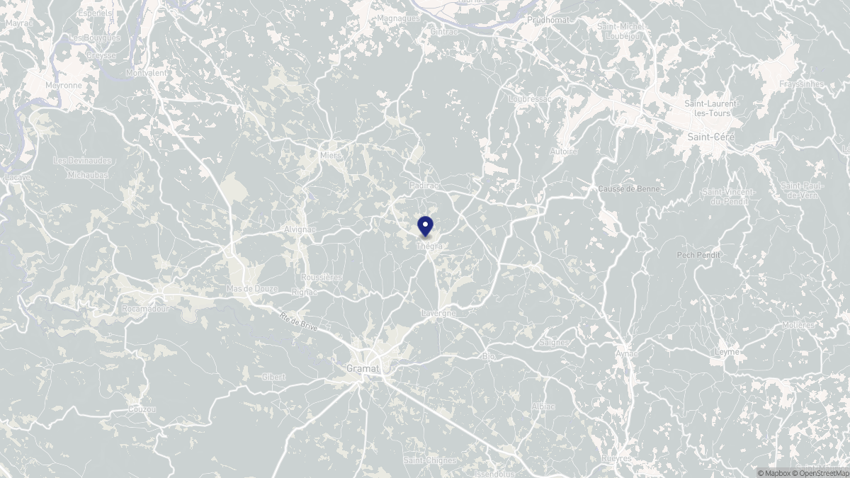 Aperçu cartographique de Thégra, centré sur la commune