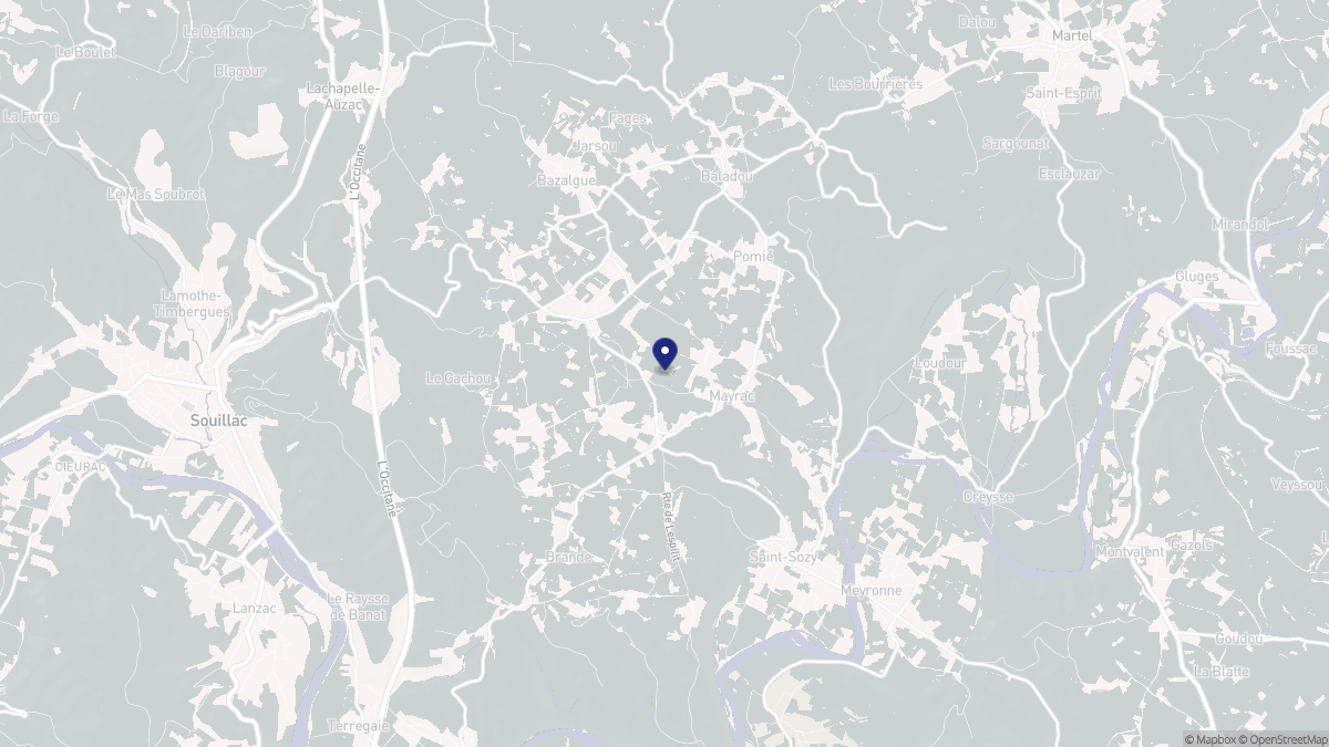 Aperçu cartographique de Mayrac, centré sur la commune