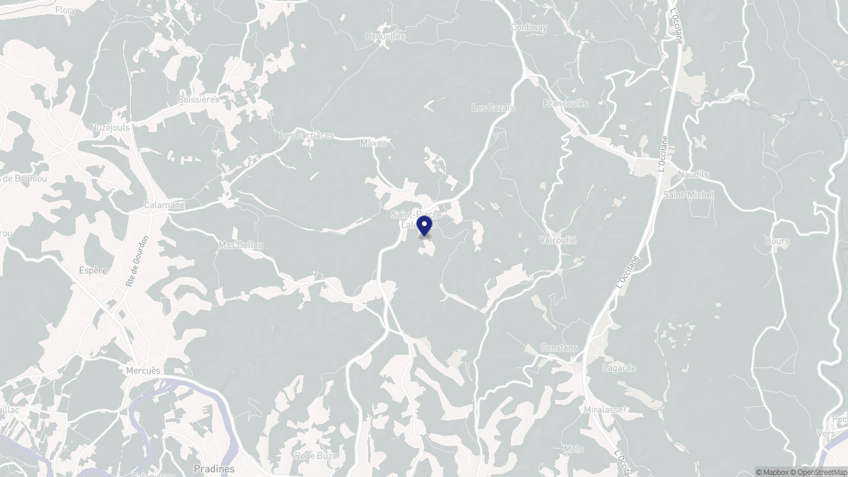 Aperçu cartographique de Saint-Pierre-Lafeuille, centré sur la commune