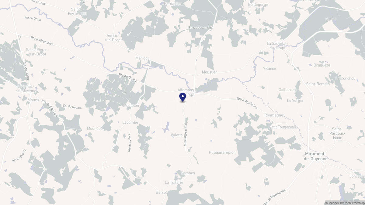 Aperçu cartographique de Allemans-du-Dropt, centré sur la commune