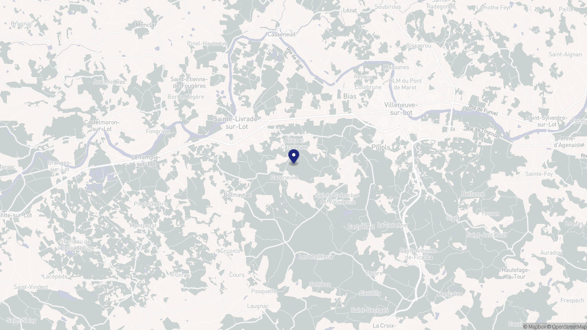 Aperçu cartographique de Allez-et-Cazeneuve, centré sur la commune
