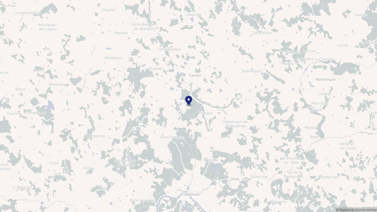 Aperçu cartographique de Beaugas, centré sur la commune