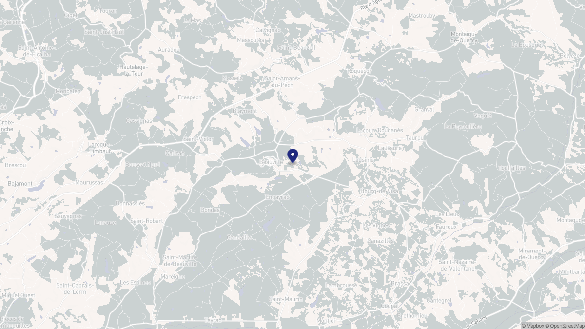 Aperçu cartographique de Beauville, centré sur la commune