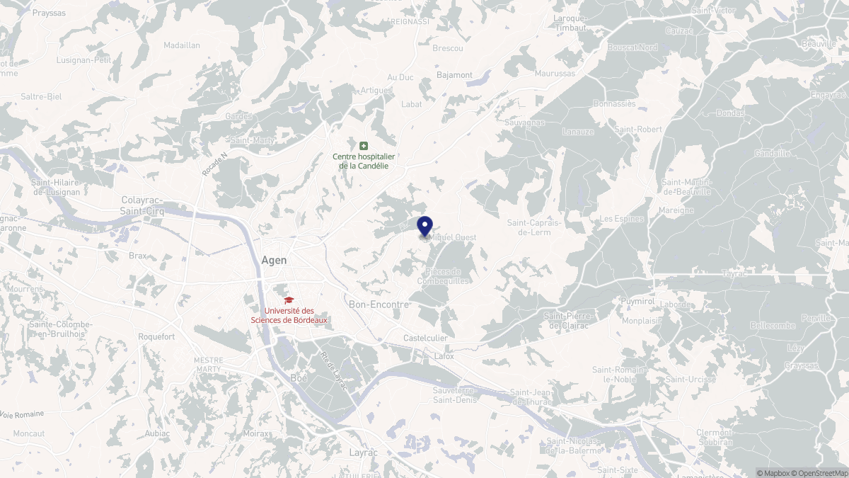Aperçu cartographique de Bon-Encontre, centré sur la commune
