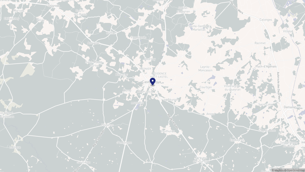 Aperçu cartographique de Casteljaloux, centré sur la commune