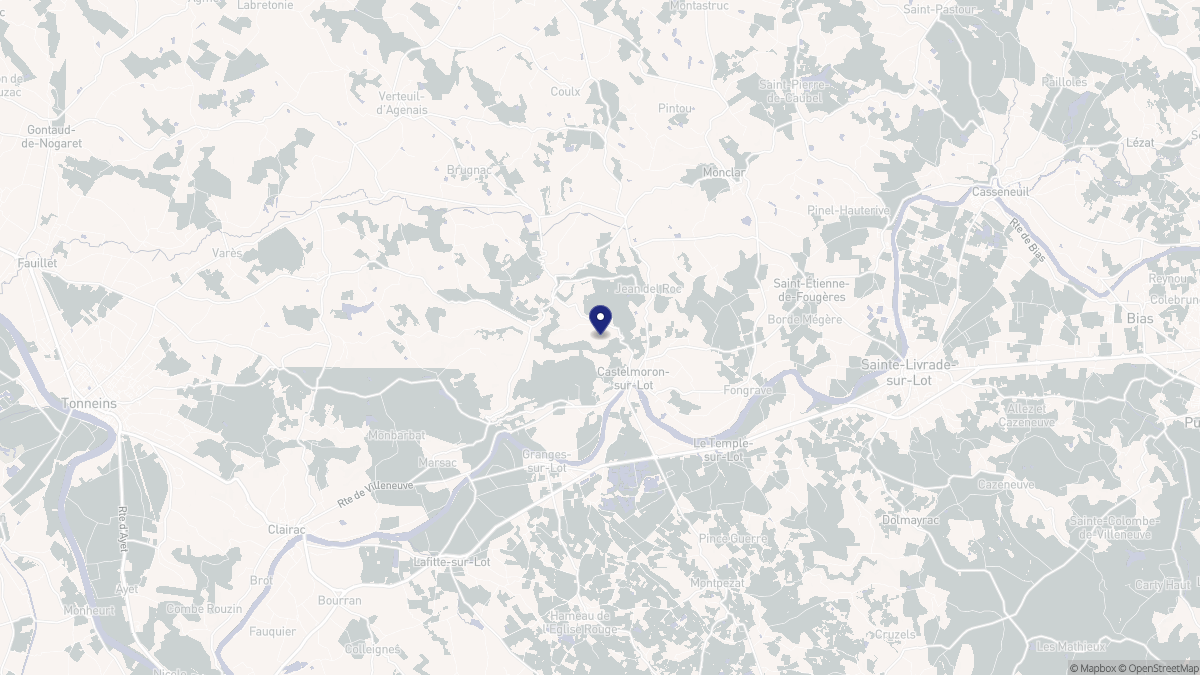 Aperçu cartographique de Castelmoron-sur-Lot, centré sur la commune