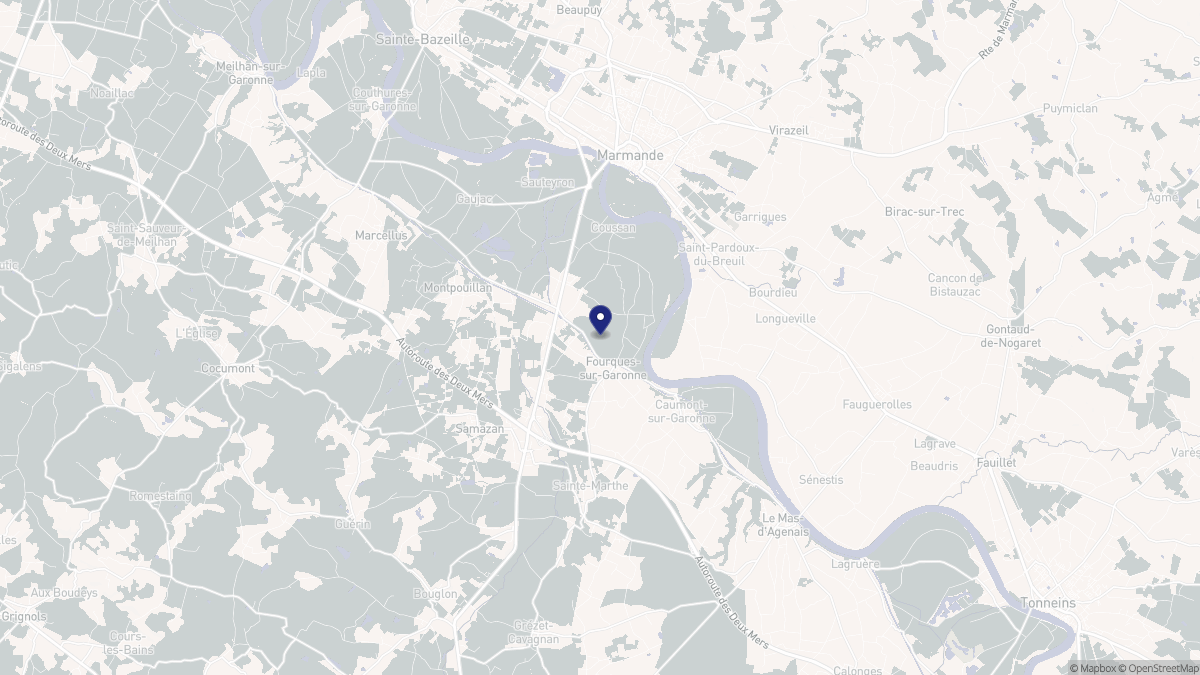 Aperçu cartographique de Fourques-sur-Garonne, centré sur la commune