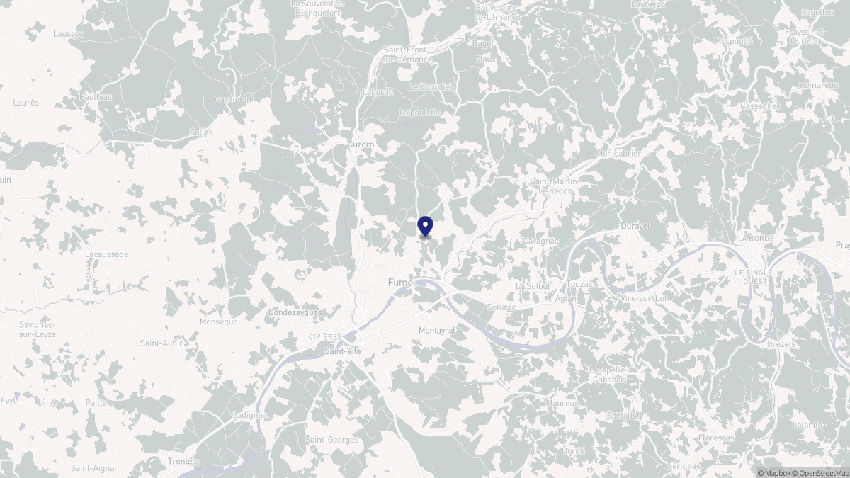 Aperçu cartographique de Fumel, centré sur la commune