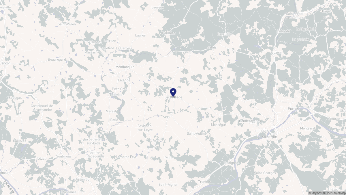 Aperçu cartographique de Lacaussade, centré sur la commune
