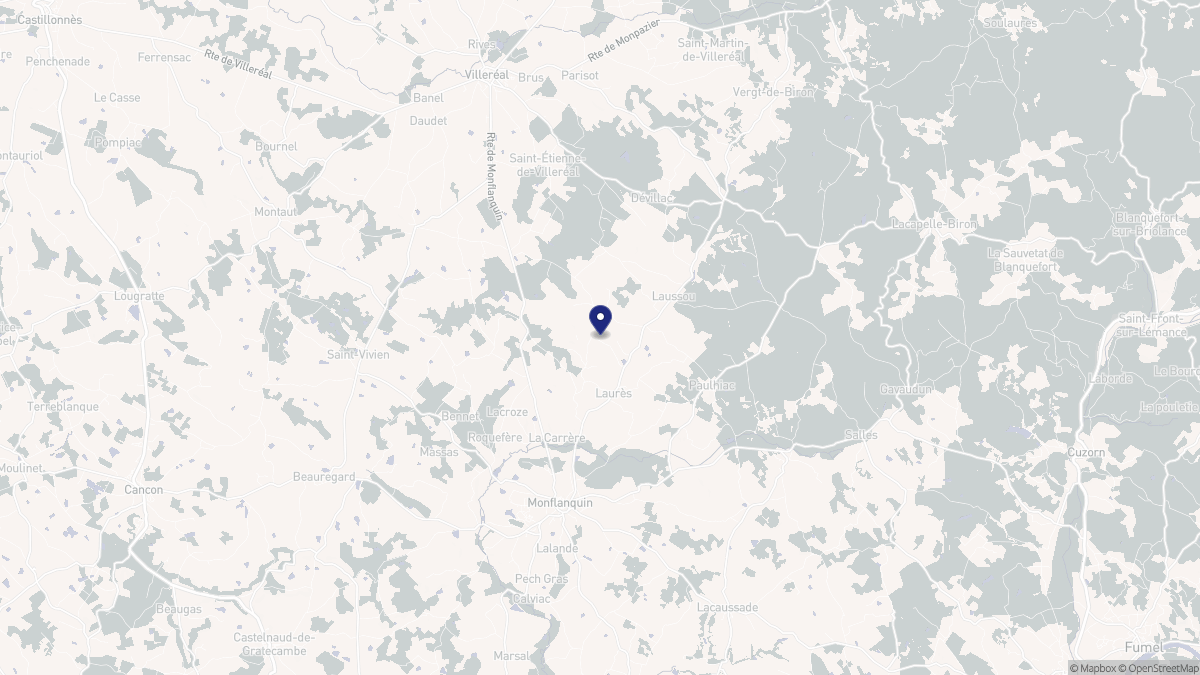 Aperçu cartographique de Laussou, centré sur la commune