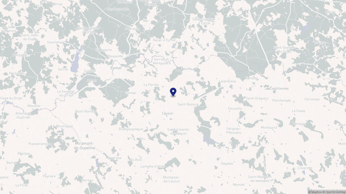 Aperçu cartographique de Lauzun, centré sur la commune