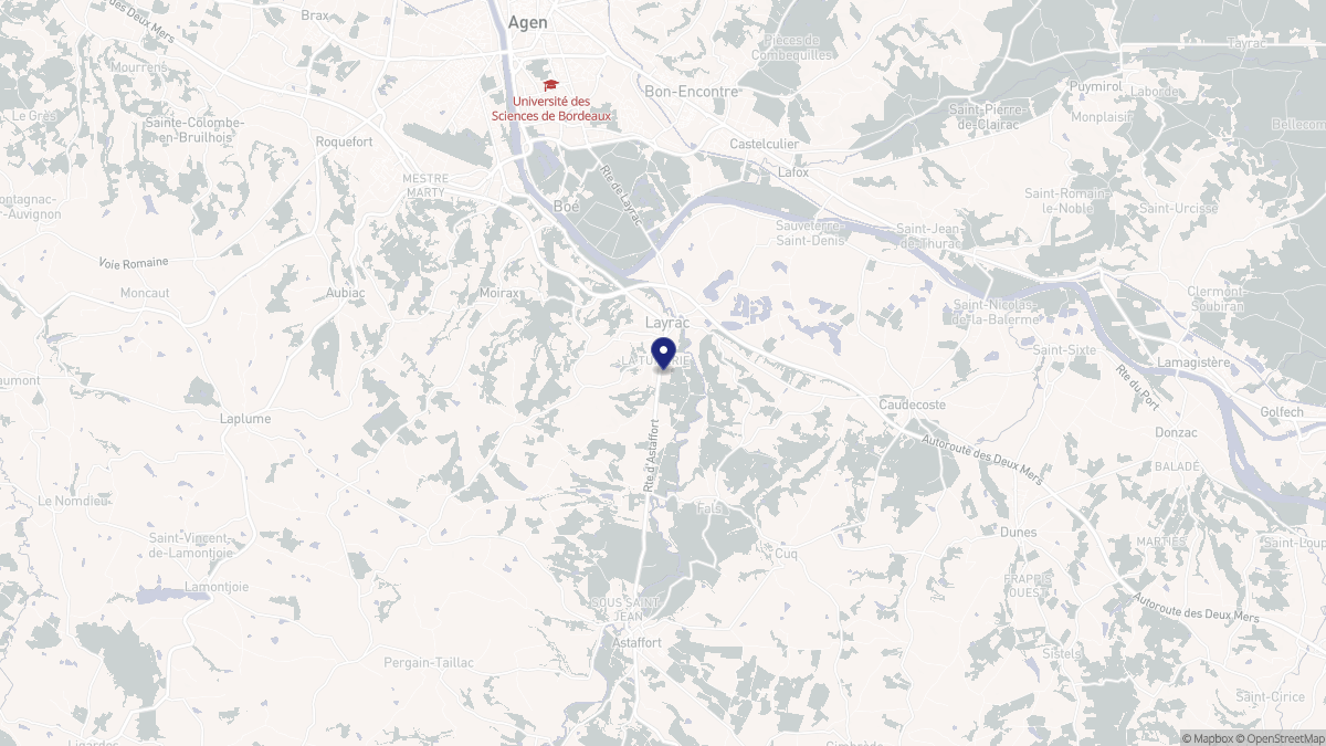 Aperçu cartographique de Layrac, centré sur la commune