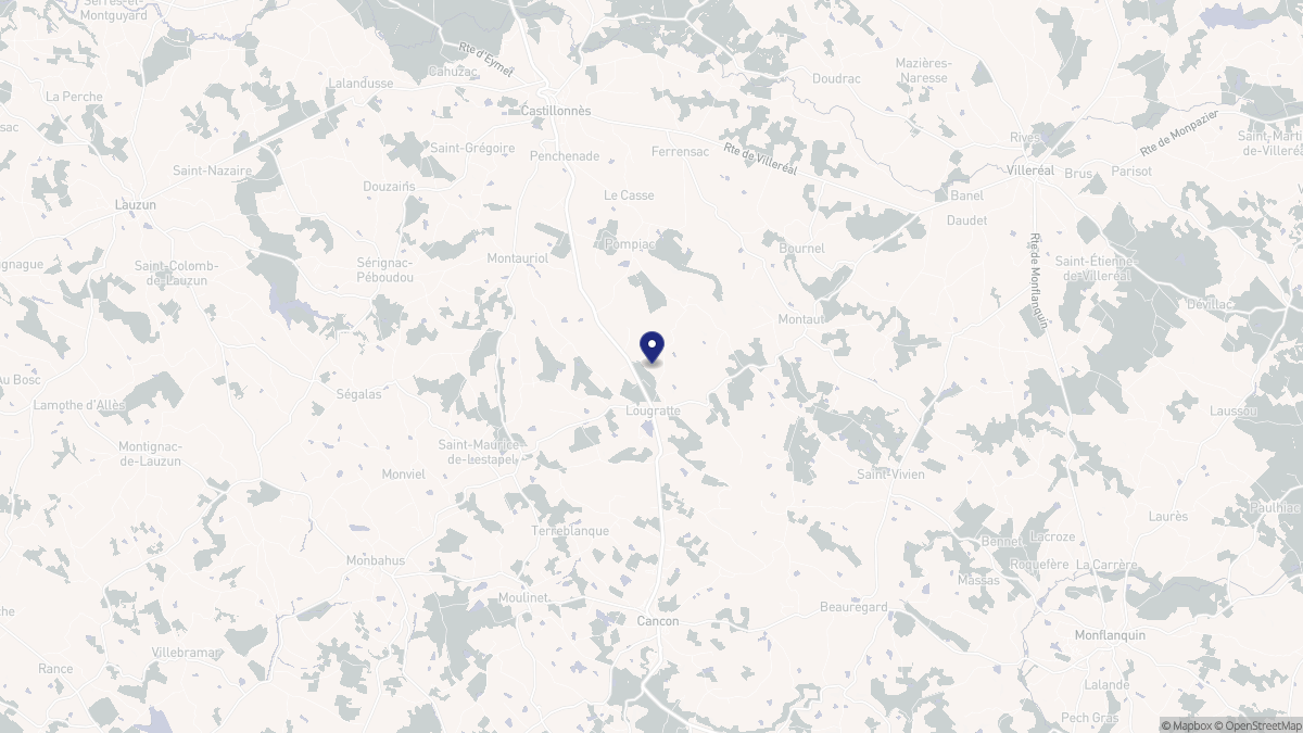 Aperçu cartographique de Lougratte, centré sur la commune