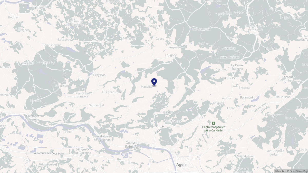 Aperçu cartographique de Madaillan, centré sur la commune