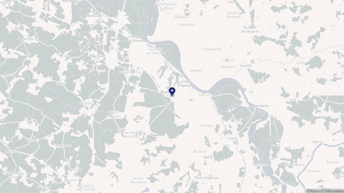 Aperçu cartographique de Le Mas-d'Agenais, centré sur la commune
