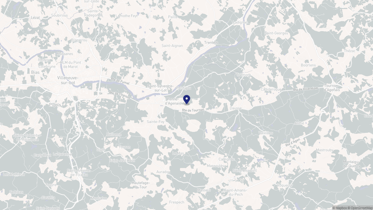 Aperçu cartographique de Penne-d'Agenais, centré sur la commune