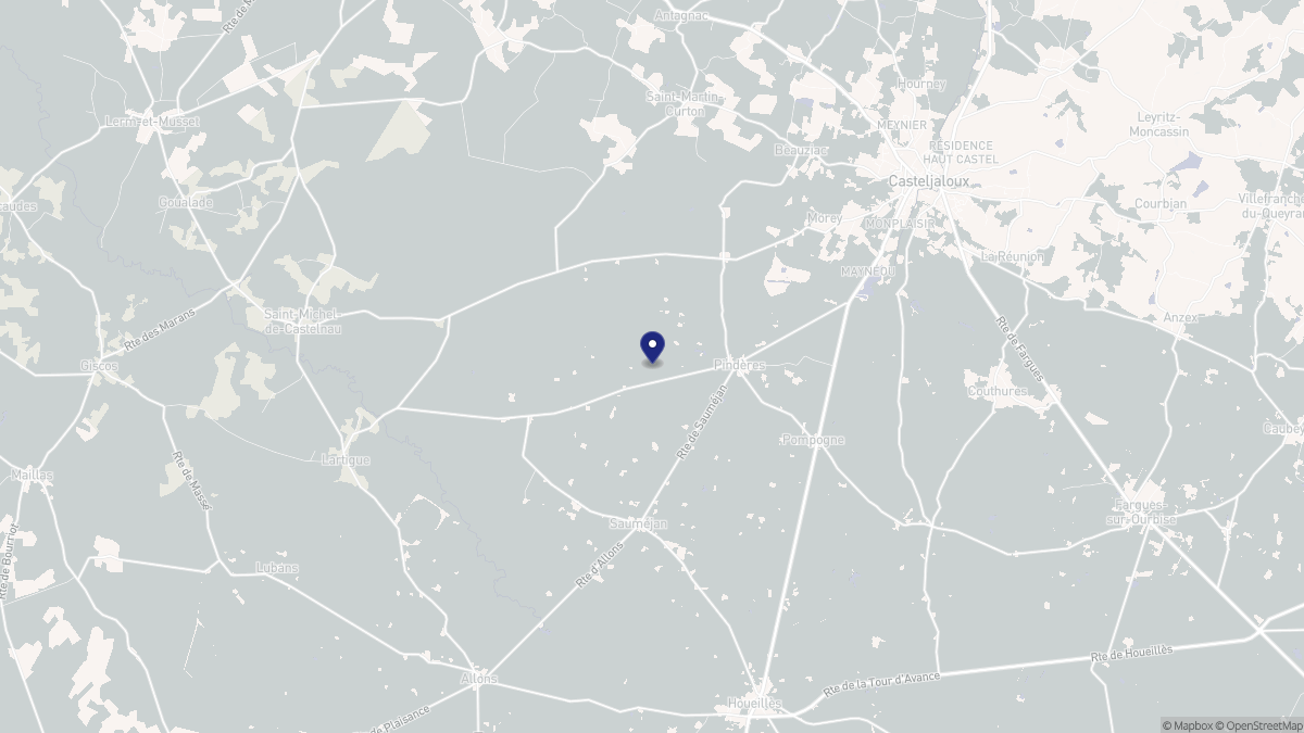 Aperçu cartographique de Pindères, centré sur la commune