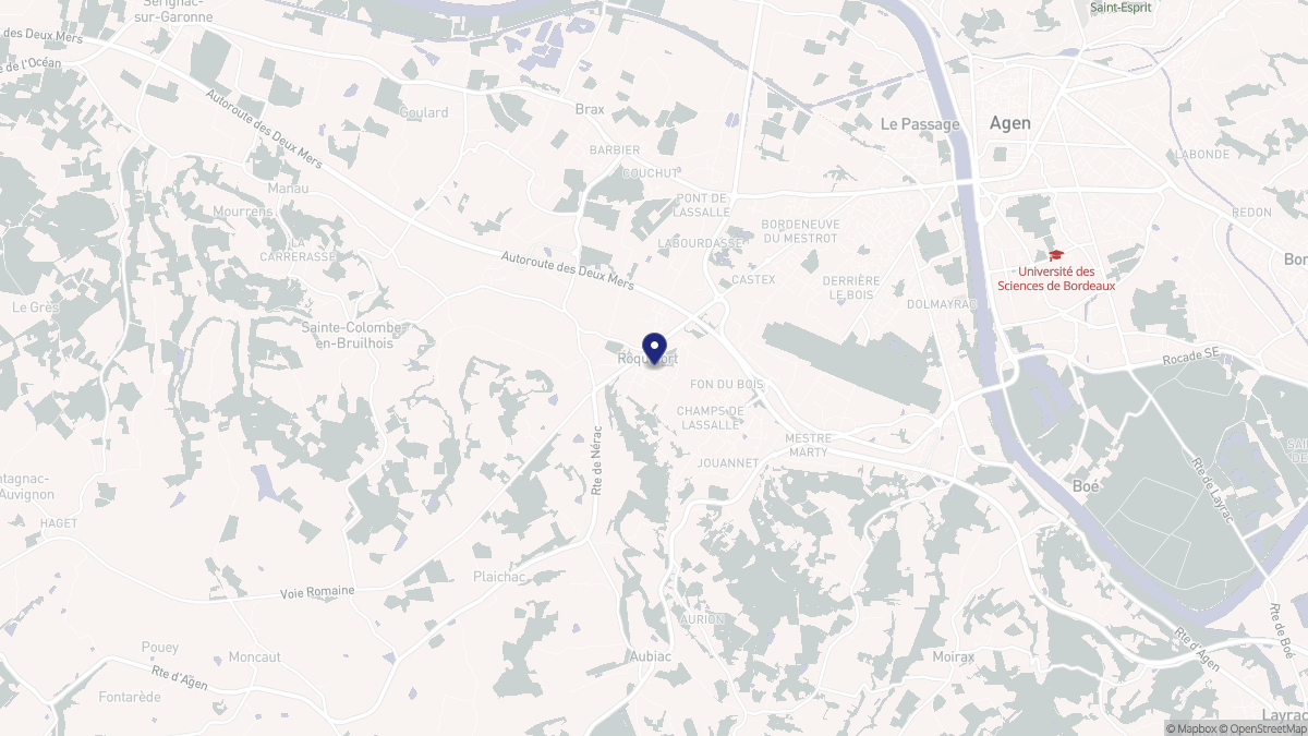 Aperçu cartographique de Roquefort, centré sur la commune