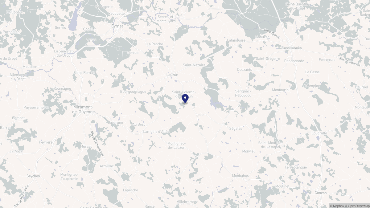 Aperçu cartographique de Saint-Colomb-de-Lauzun, centré sur la commune