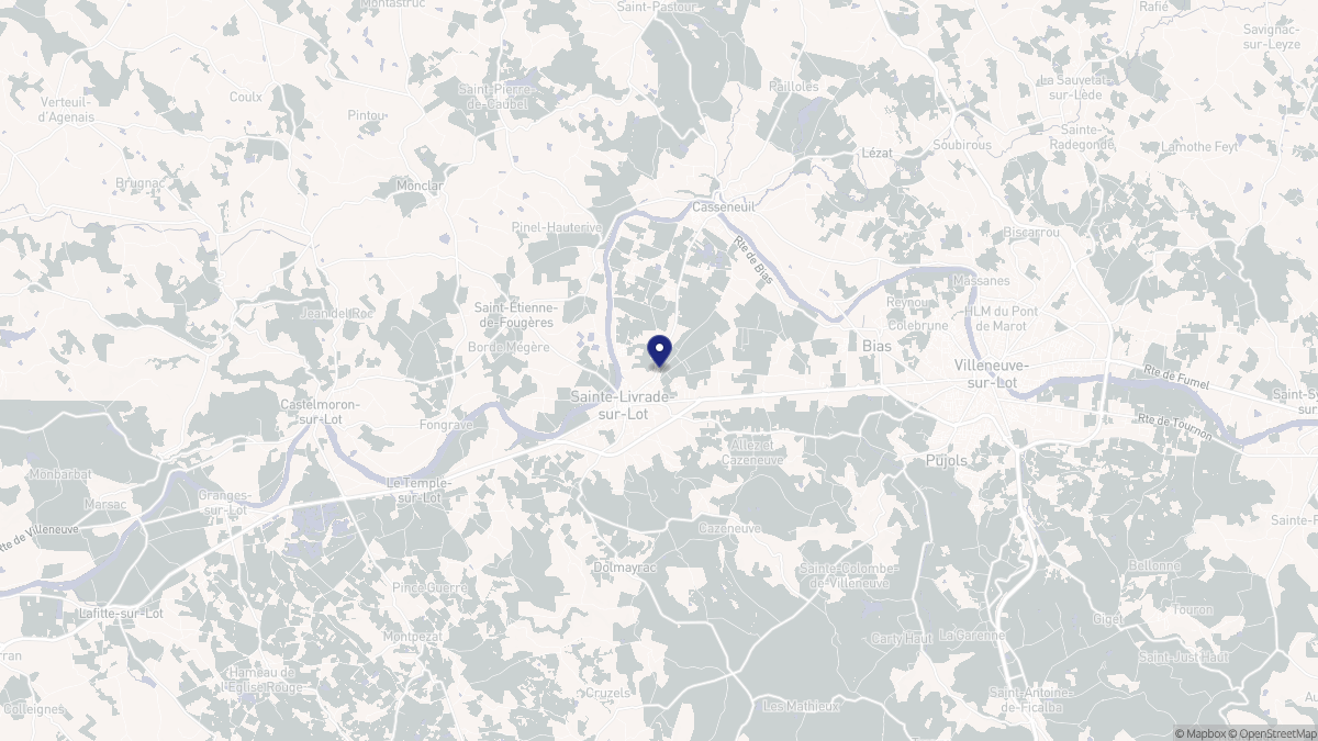Aperçu cartographique de Sainte-Livrade-sur-Lot, centré sur la commune