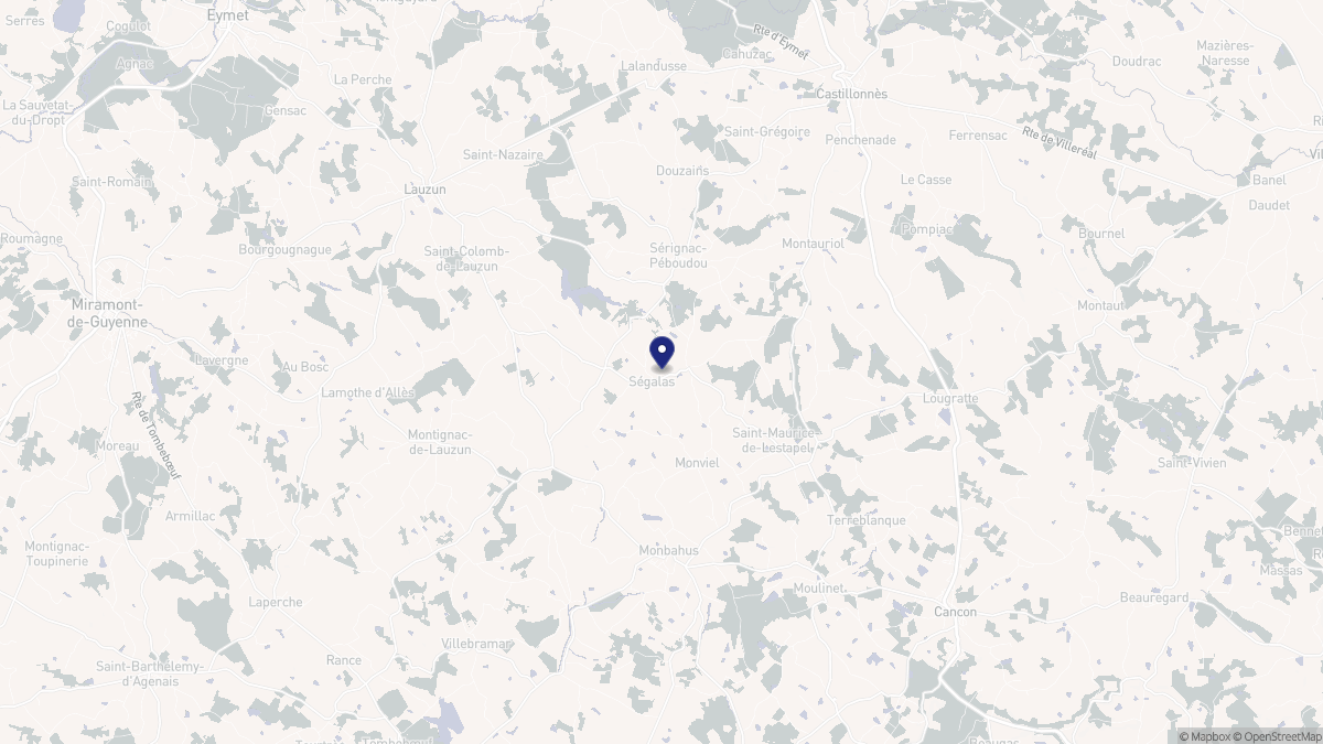 Aperçu cartographique de Ségalas, centré sur la commune