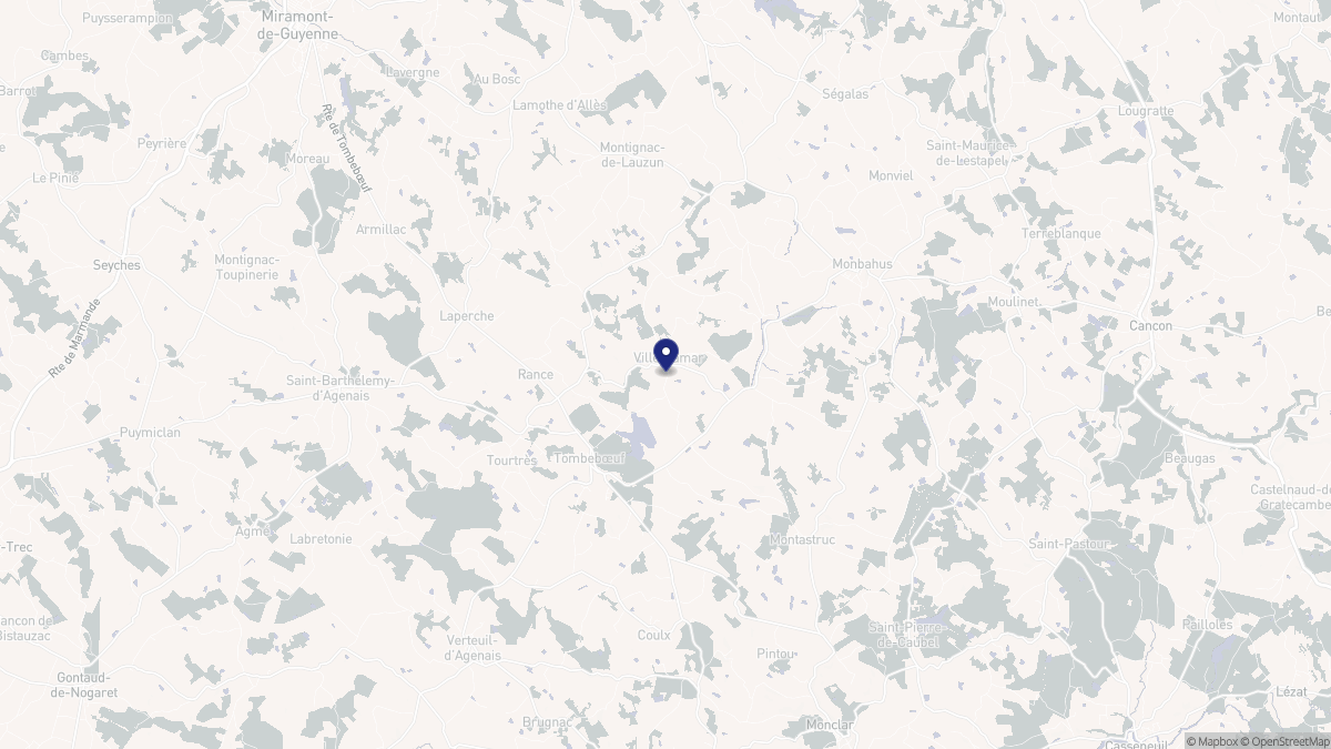 Aperçu cartographique de Villebramar, centré sur la commune