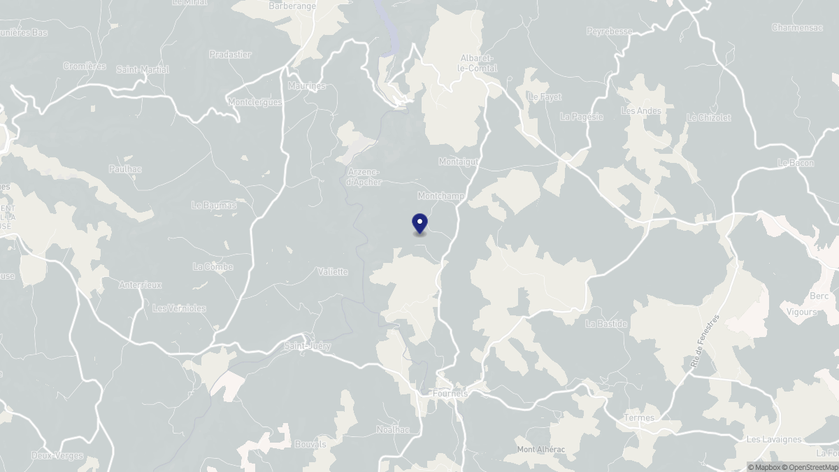 Aperçu cartographique de Arzenc-d'Apcher, centré sur la commune