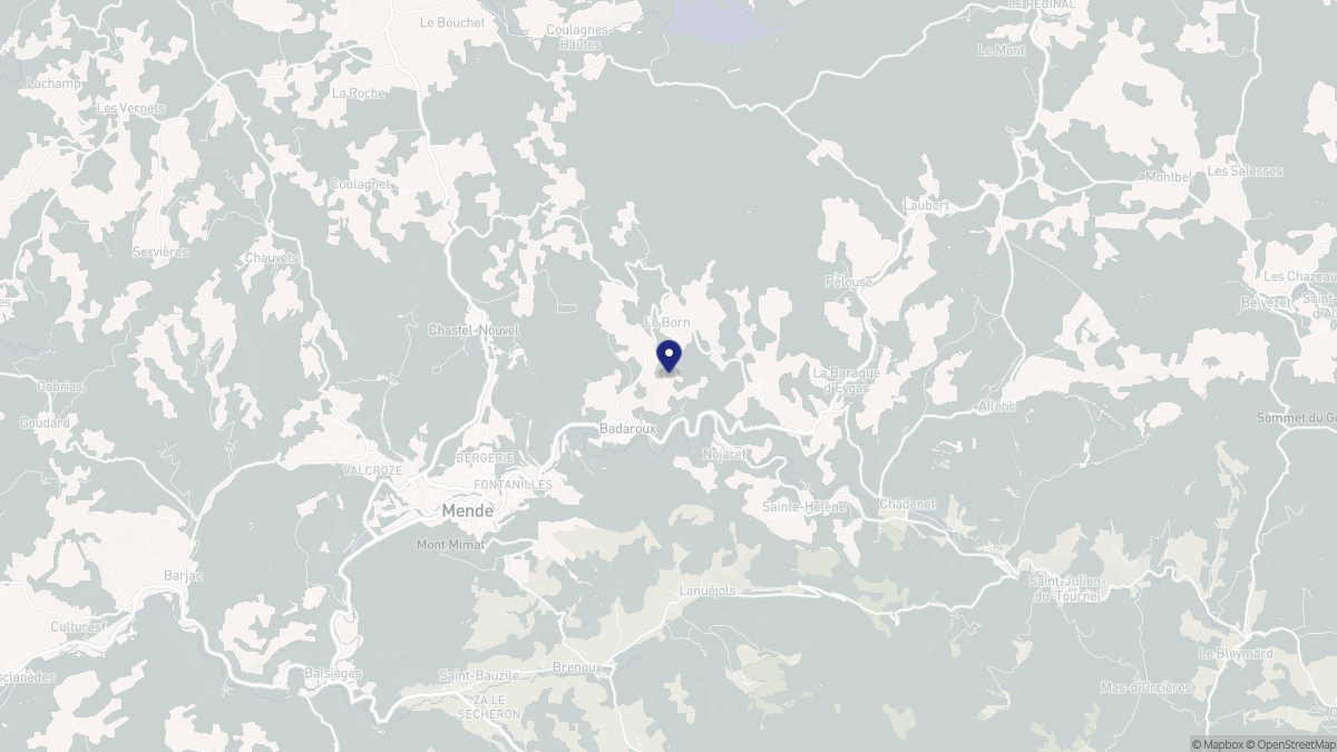 Aperçu cartographique de Badaroux, centré sur la commune