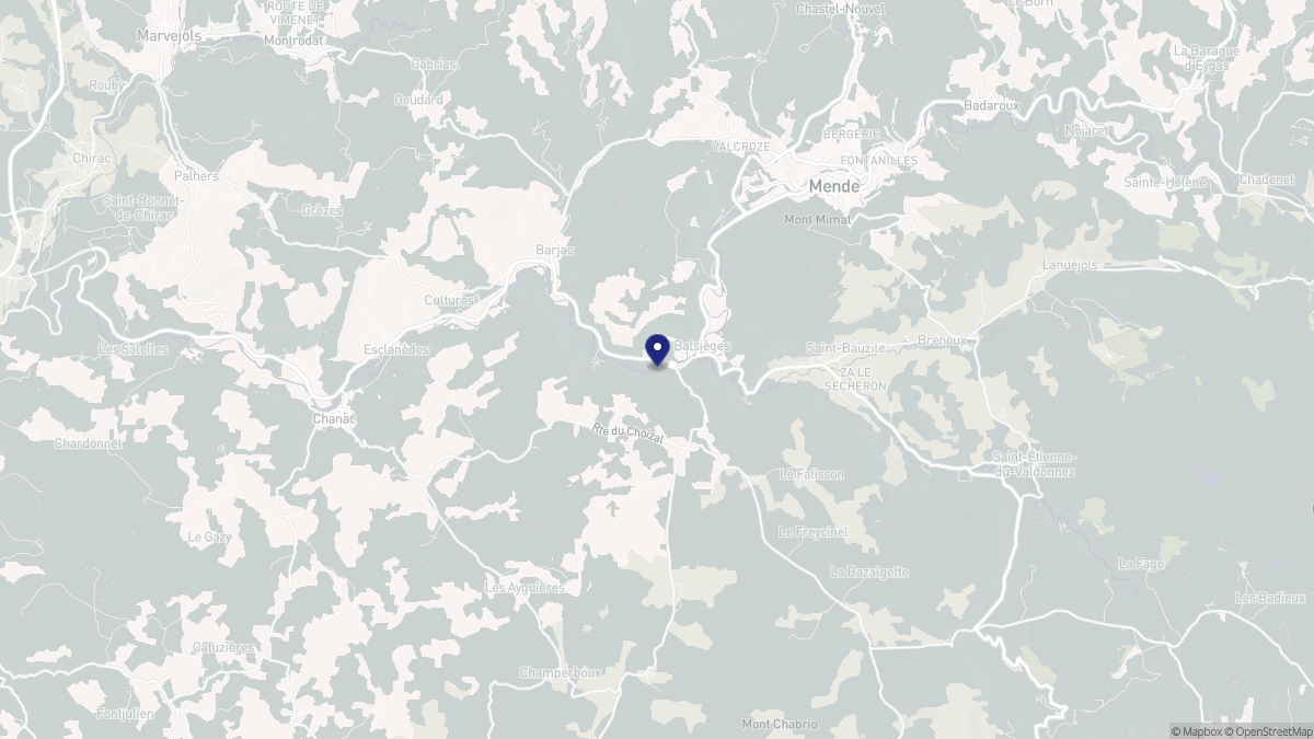Aperçu cartographique de Balsièges, centré sur la commune