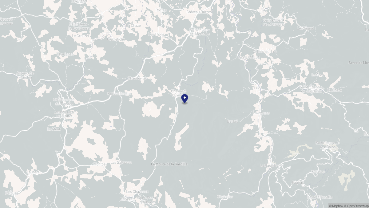 Aperçu cartographique de Cheylard-l'Évêque, centré sur la commune