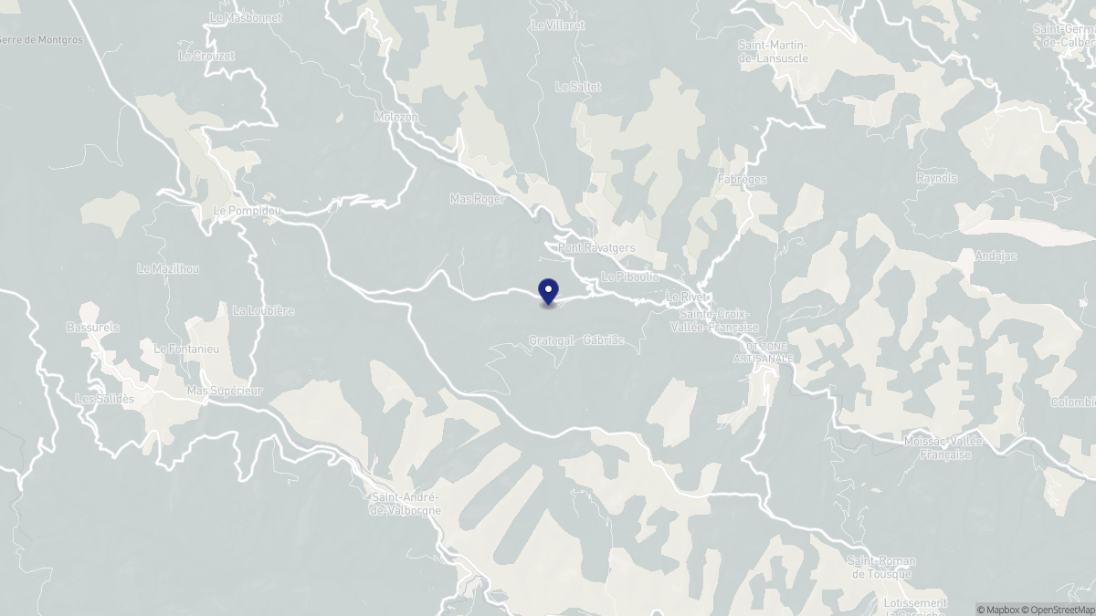 Aperçu cartographique de Gabriac, centré sur la commune