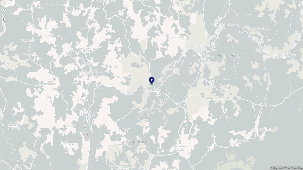 Aperçu cartographique de La Malène, centré sur la commune