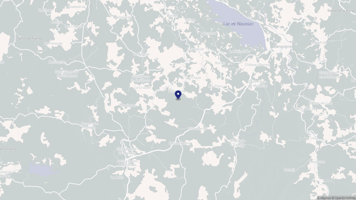 Aperçu cartographique de Pierrefiche, centré sur la commune